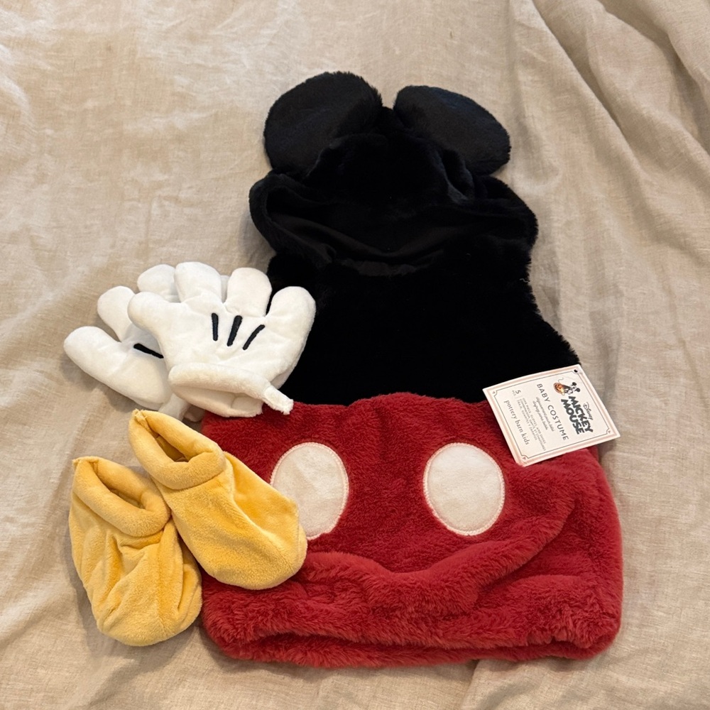 Disney Mickey Mouse Plush Costume Set in Black, Red, White, Yellow